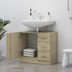 vidaXL - Wastafelkast - Bruin - Bewerkt hout