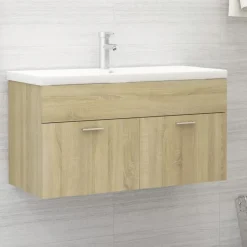 vidaXL - Wastafelkast - Bruin - Bewerkt hout - 90 x 38.5 x 46 cm