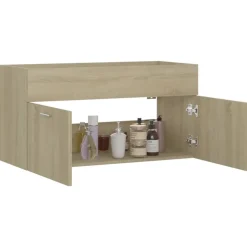 vidaXL - Wastafelkast - Bruin - Bewerkt hout - 90 x 38.5 x 46 cm