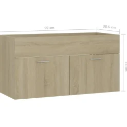 vidaXL - Wastafelkast - Bruin - Bewerkt hout - 90 x 38.5 x 46 cm