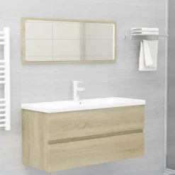 vidaXL - Wastafelkast - Bruin - Bewerkt hout - 100 x 38.5 x 45 cm