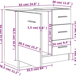 vidaXL - Wastafelkast - Grijs - Bewerkt hout