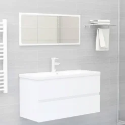 vidaXL - Wastafelkast - Wit - Bewerkt hout - 90 x 38.5 x 45 cm