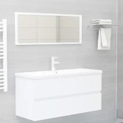 vidaXL - Wastafelkast - Wit - Bewerkt hout - 100 x 38.5 x 45 cm