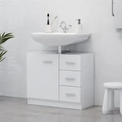 vidaXL - Wastafelkast - Wit - Bewerkt hout