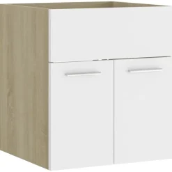 vidaXL - Wastafelkast - Wit - Bewerkt hout - 41 x 38.5 x 46 cm