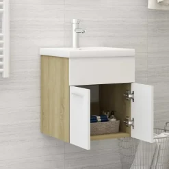 vidaXL - Wastafelkast - Wit - Bewerkt hout - 41 x 38.5 x 46 cm