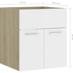 vidaXL - Wastafelkast - Wit - Bewerkt hout - 41 x 38.5 x 46 cm