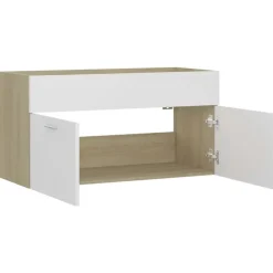 vidaXL - Wastafelkast - Wit - Bewerkt hout - 90 x 38.5 x 46 cm