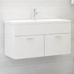 vidaXL - Wastafelkast - Wit - Bewerkt hout - 90 x 38.5 x 46 cm