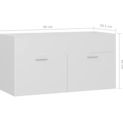 vidaXL - Wastafelkast - Wit - Bewerkt hout - 90 x 38.5 x 46 cm