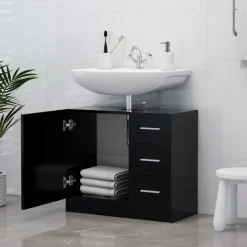 vidaXL - Wastafelkast - Zwart - Bewerkt hout