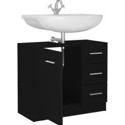 vidaXL - Wastafelkast - Zwart - Bewerkt hout