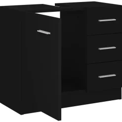 vidaXL - Wastafelkast - Zwart - Bewerkt hout