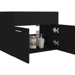 vidaXL - Wastafelkast - Zwart - Bewerkt hout - 60 x 38.5 x 46 cm