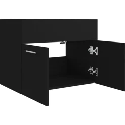 vidaXL - Wastafelkast - Zwart - Bewerkt hout - 60 x 38.5 x 46 cm