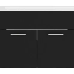 vidaXL - Wastafelkast En Wastafel - Zwart - Bewerkt hout - 60 x 38.5 x 46 cm