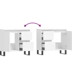 vidaXL - Wastafelonderkast met 2 lades - Wit - Bewerkt hout en ijzer - 65 cm