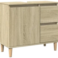 vidaXL - Wastafelonderkast met 1 deur 2 lades - Sonoma eiken - 65x33x60 cm