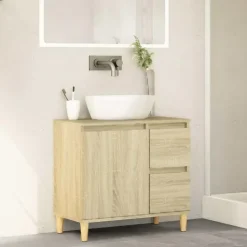 vidaXL - Wastafelonderkast met 1 deur 2 lades - Sonoma eiken - 65x33x60 cm