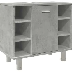 vidaXL - Wastafelonderkast met 1 deur 6 vakken - Betongrijs spaanplaat - 60 cm