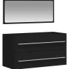 vidaXL - Wastafelonderkast met spiegel - 2 lades - Zwart - Bewerkt hout