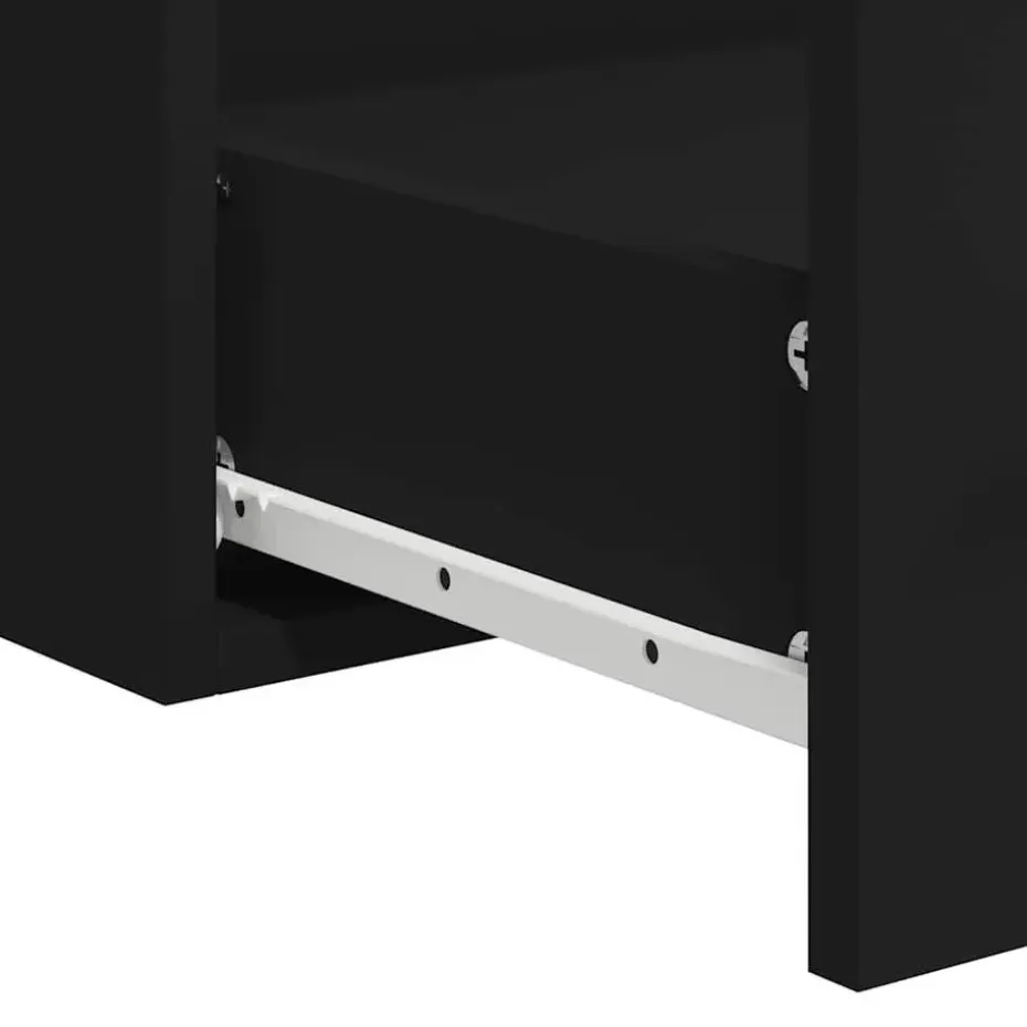 vidaXL - Wastafelonderkast met spiegel - 2 lades - Zwart - Bewerkt hout