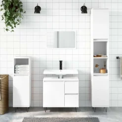 vidaXL - Wastafelonderkast met 2 lades - Wit - Hout en ijzer - 65x33x60 cm