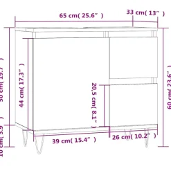 vidaXL - Wastafelonderkast met 2 lades - Wit - Hout en ijzer - 65x33x60 cm