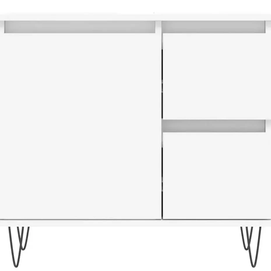 vidaXL - Wastafelonderkast met 2 lades - Wit - Hout en ijzer - 65x33x60 cm