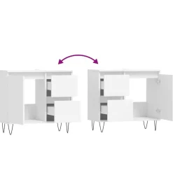 vidaXL - Wastafelonderkast met 2 lades - Wit - Hout en ijzer - 65x33x60 cm