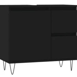 vidaXL - Wastafelonderkast met 2 lades - Zwart - Hout en ijzer - 65x33x60 cm