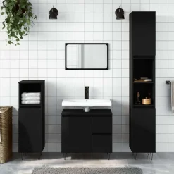 vidaXL - Wastafelonderkast met 2 lades - Zwart - Hout en ijzer - 65x33x60 cm