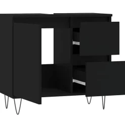 vidaXL - Wastafelonderkast met 2 lades - Zwart - Hout en ijzer - 65x33x60 cm