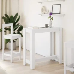vidaXL - Wit Bartafel - Bewerkt hout - 102x50x103.5 cm