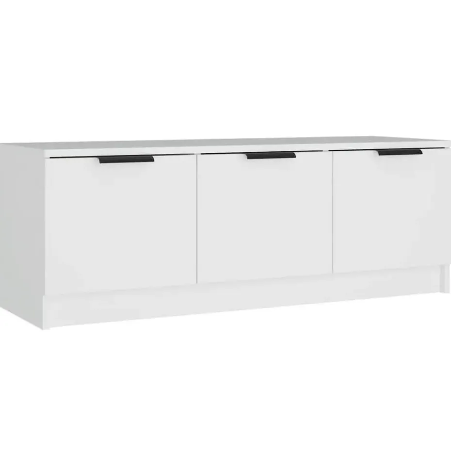 vidaXL - Wit TV-meubel met 3 deuren - Bewerkt hout - 102x35x36,5 cm