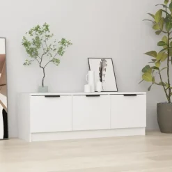 vidaXL - Wit TV-meubel met 3 deuren - Bewerkt hout - 102x35x36,5 cm