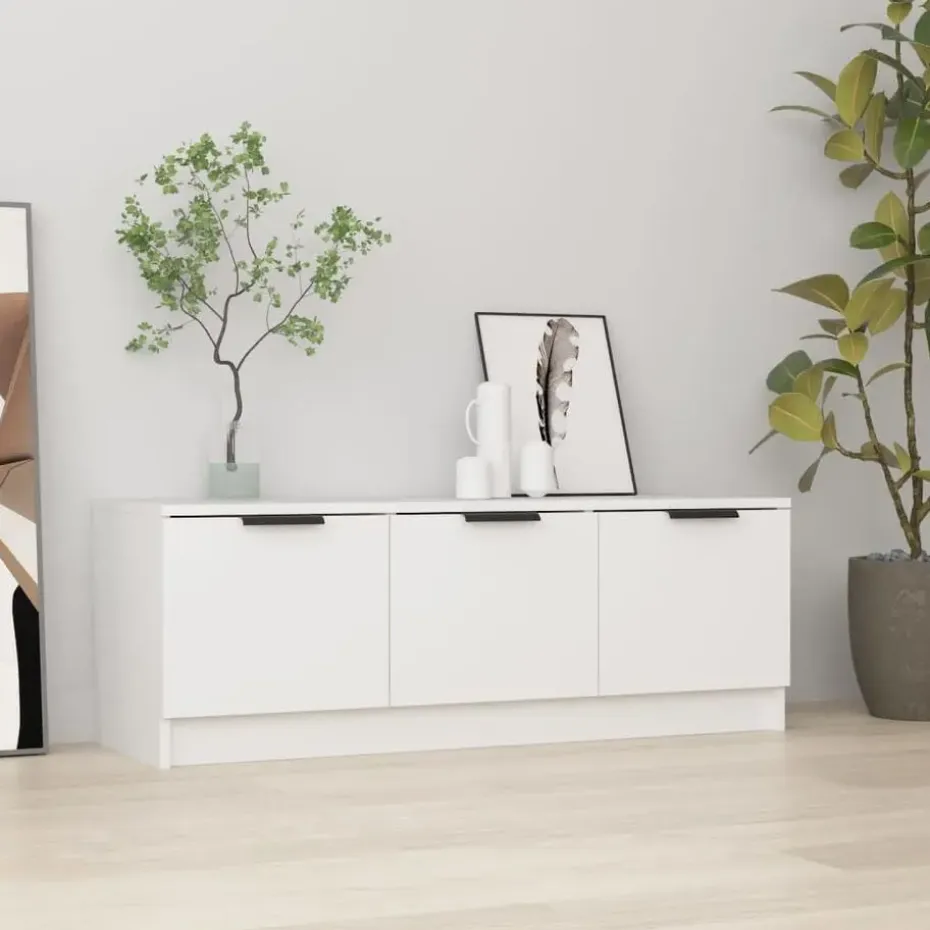 vidaXL - Wit TV-meubel met 3 deuren - Bewerkt hout - 102x35x36,5 cm