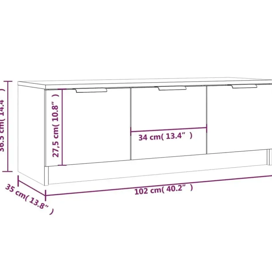 vidaXL - Wit TV-meubel met 3 deuren - Bewerkt hout - 102x35x36,5 cm