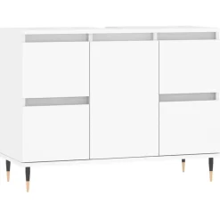 vidaXL - Wit Wastafelonderkast - 1 deur 4 lades - Bewerkt hout - 80x33x60 cm