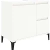 vidaXL - Wit Wastafelonderkast - 1 deur 2 lades - Hout en metaal - 65x33x60 cm