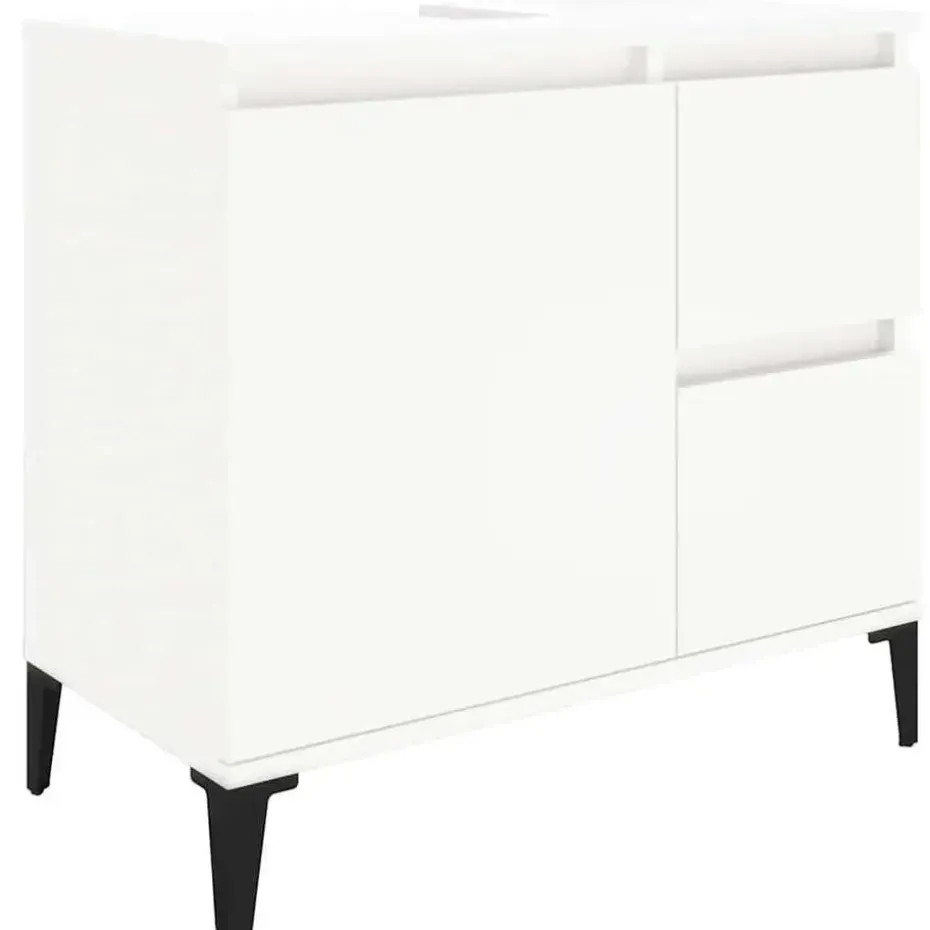 vidaXL - Wit Wastafelonderkast - 1 deur 2 lades - Hout en metaal - 65x33x60 cm