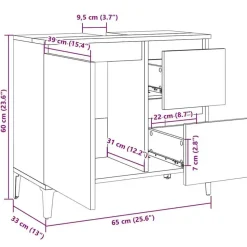 vidaXL - Wit Wastafelonderkast - 1 deur 2 lades - Hout en metaal - 65x33x60 cm