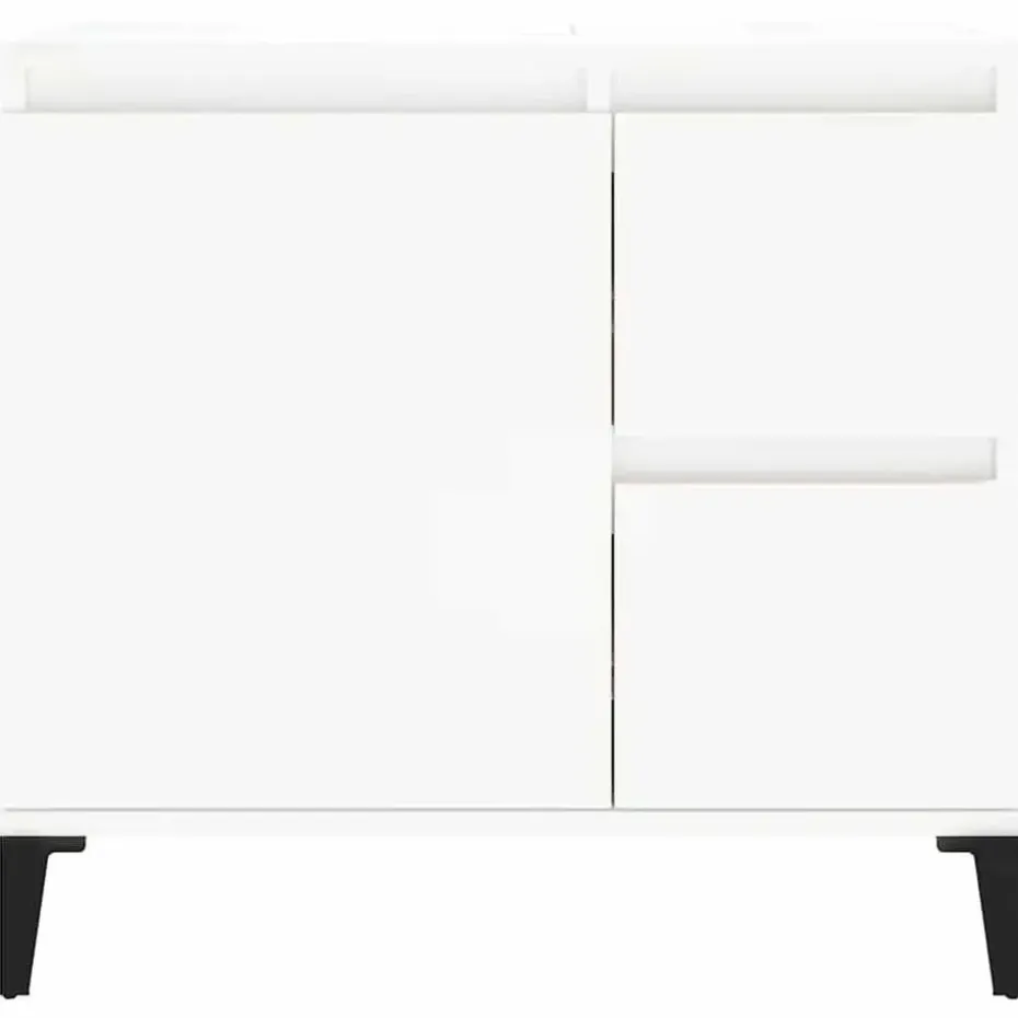 vidaXL - Wit Wastafelonderkast - 1 deur 2 lades - Hout en metaal - 65x33x60 cm