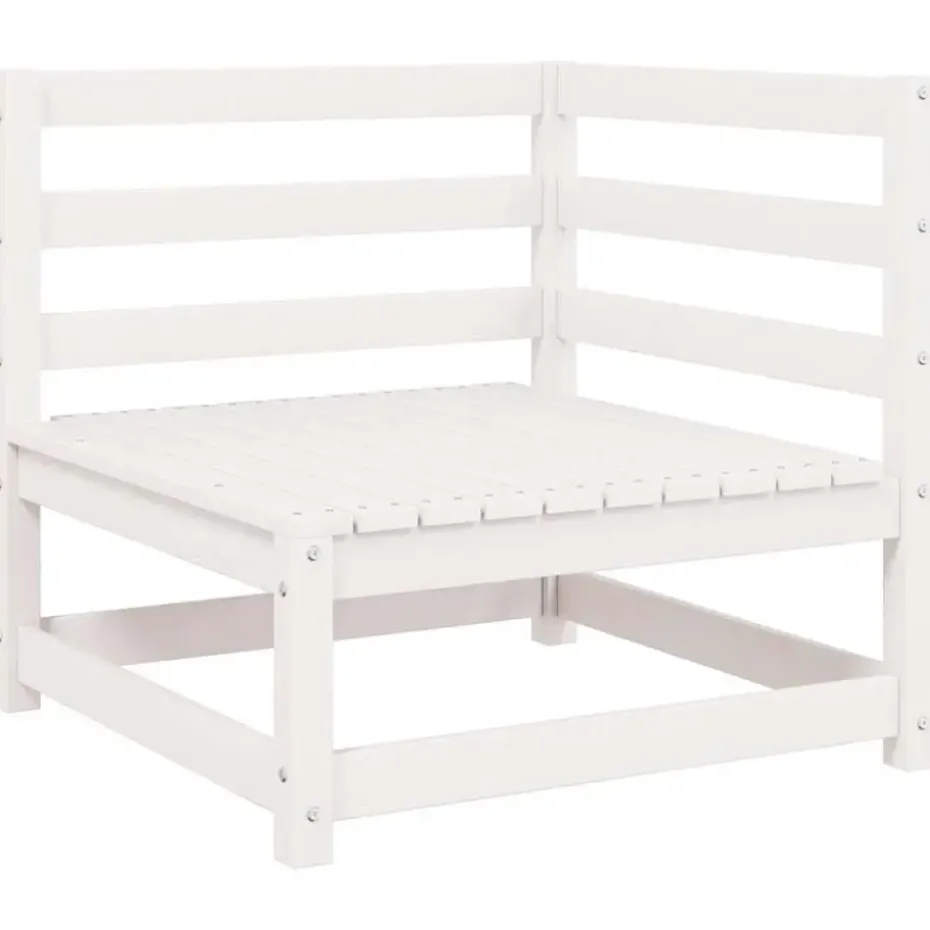 vidaXL - 2-zits Bank - Wit - Grenenhout