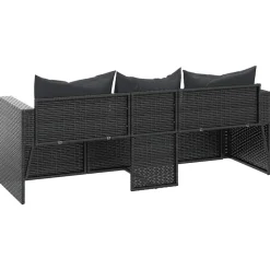 vidaXL - 3-zits Tuinbank - Zwart - Poly rattan