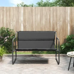 vidaXL - 2-zits Tuinbank met kussen antracietkleurig - staal - 110x70x74 cm