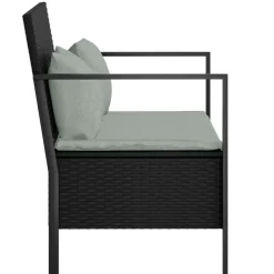 vidaXL - 2-zits Tuinbank met kussens - Zwart - Poly rattan - 112x59x82.5 cm