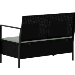 vidaXL - 2-zits Tuinbank met kussens - Zwart - Poly rattan - 112x59x82.5 cm
