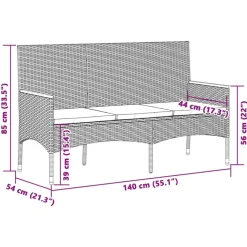 vidaXL - 3-zits Tuinbank met kussens - Zwart poly rattan - 140x54x85 cm